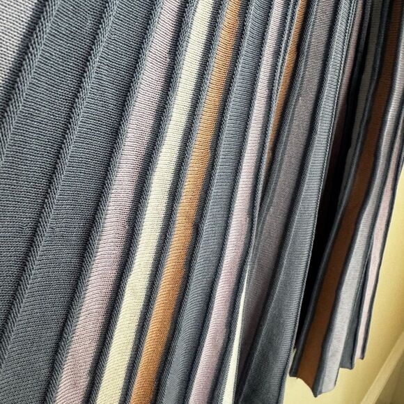 Yargici Striped Blue/Multi Ribbed Midi Dress Size 6 - Picture 5 of 7